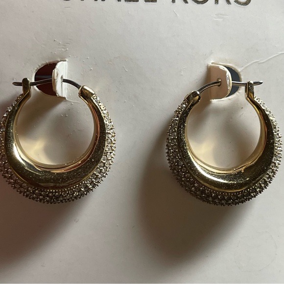 Michael Kors GOLD BRILLIANCE STATEMENT Pave' Hoop Earrings ORIGINALLY $115 - Picture 2 of 9